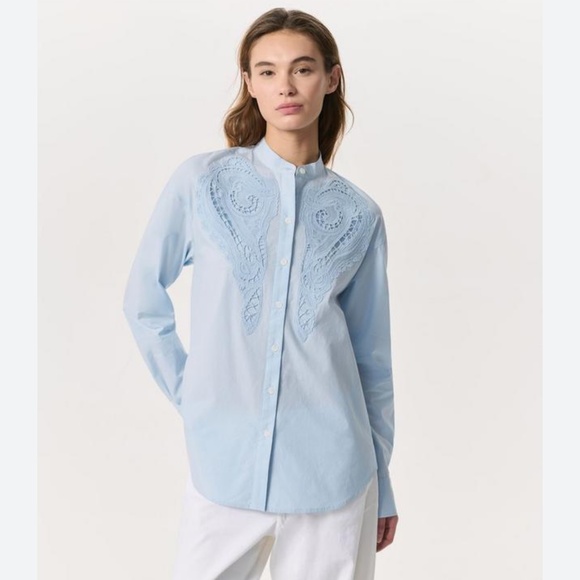 RAG & BONE AINSLEY LACE SHIRT LIGHT BLUE - Picture 1 of 7